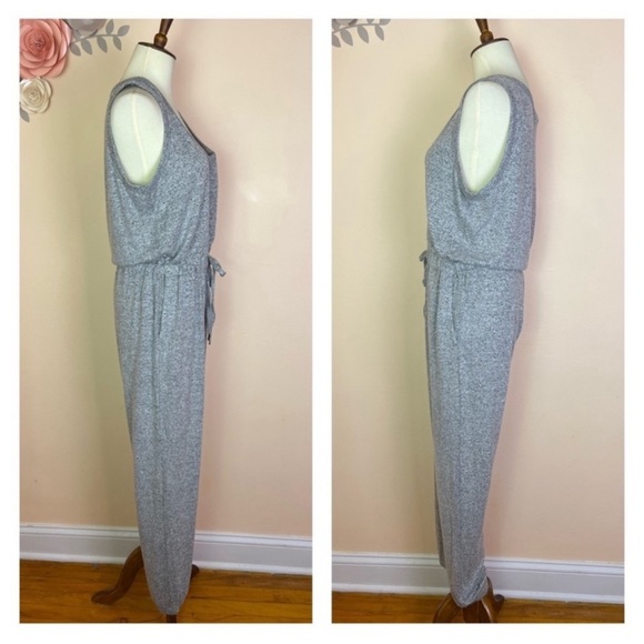 New! RAILS Becky Sleeveless Knit Jumpsuit in Gray Drawstring Loungewear Travel - Picture 9 of 11